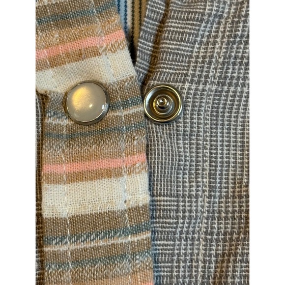 Dress Up Striped Plaid Peplum Button Up Shirt Cottagecore Women Size Small - Picture 8 of 14